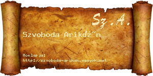 Szvoboda Arikán névjegykártya